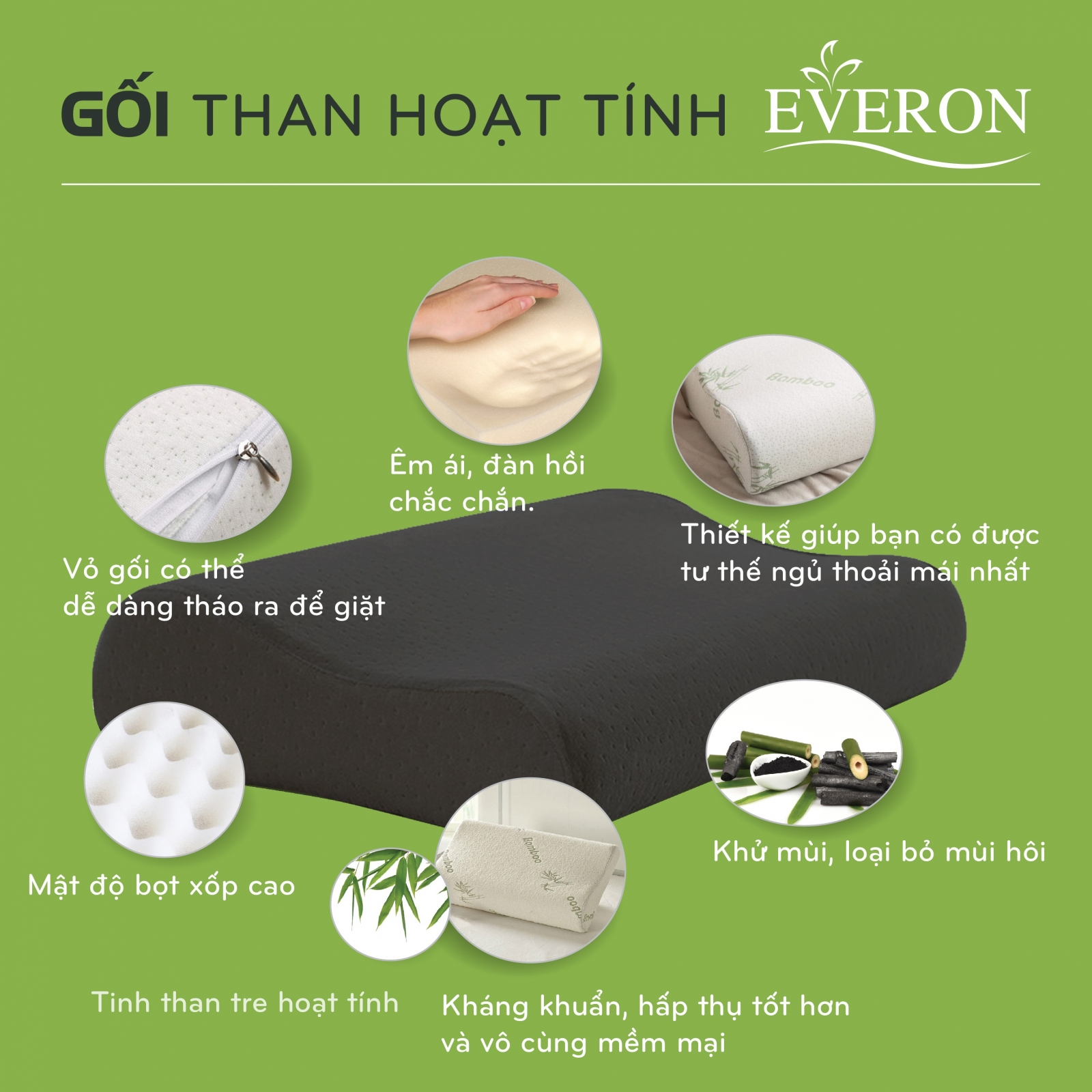 Gối than hoạt tính Neck Protective Everon